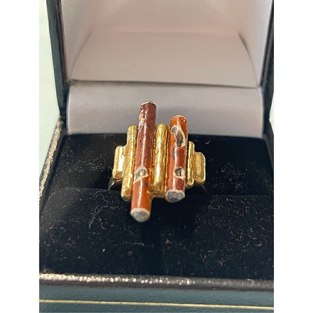 Ring 925 sterling cloisonné gold tone